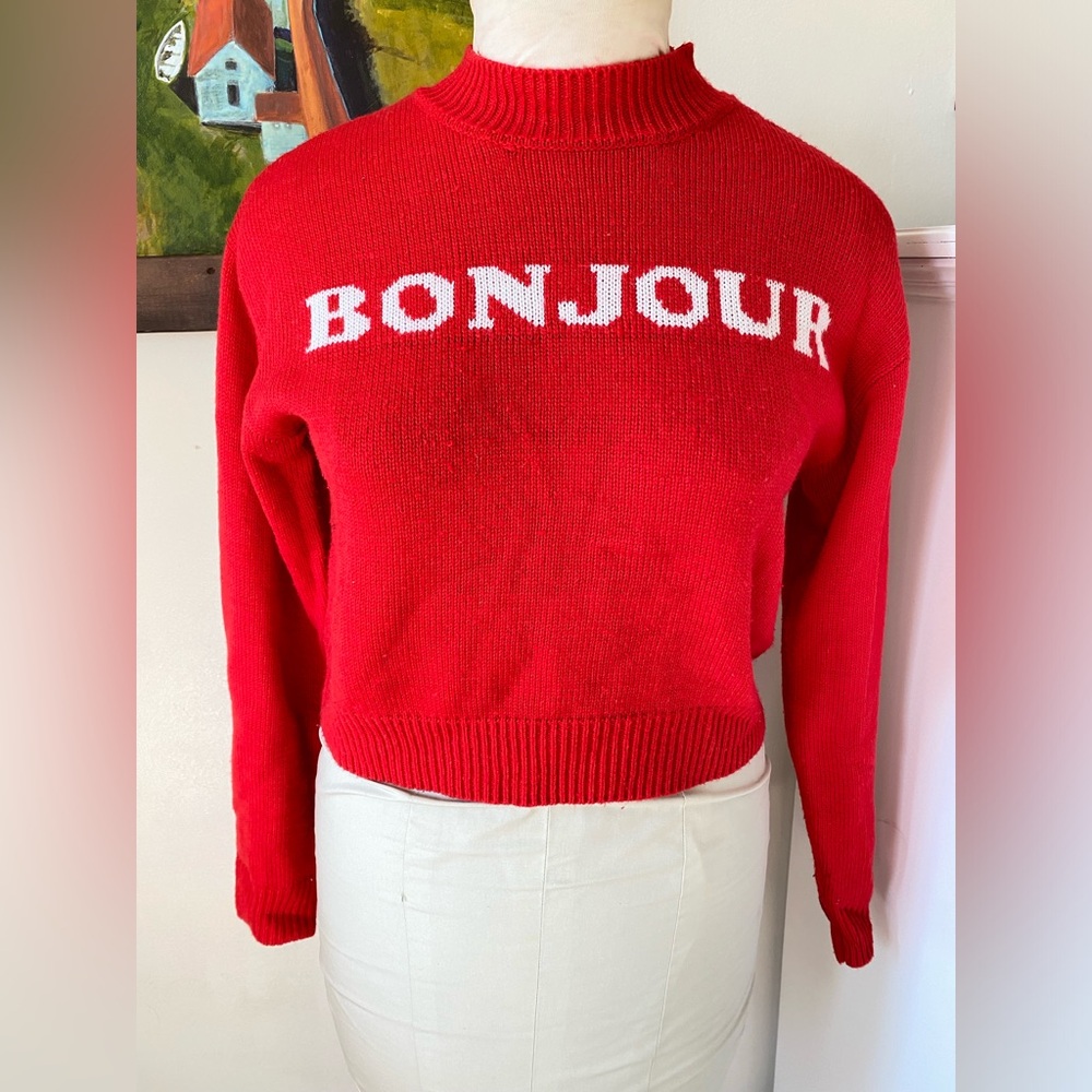 Forever 21 "Bonjour" Knit Sweater